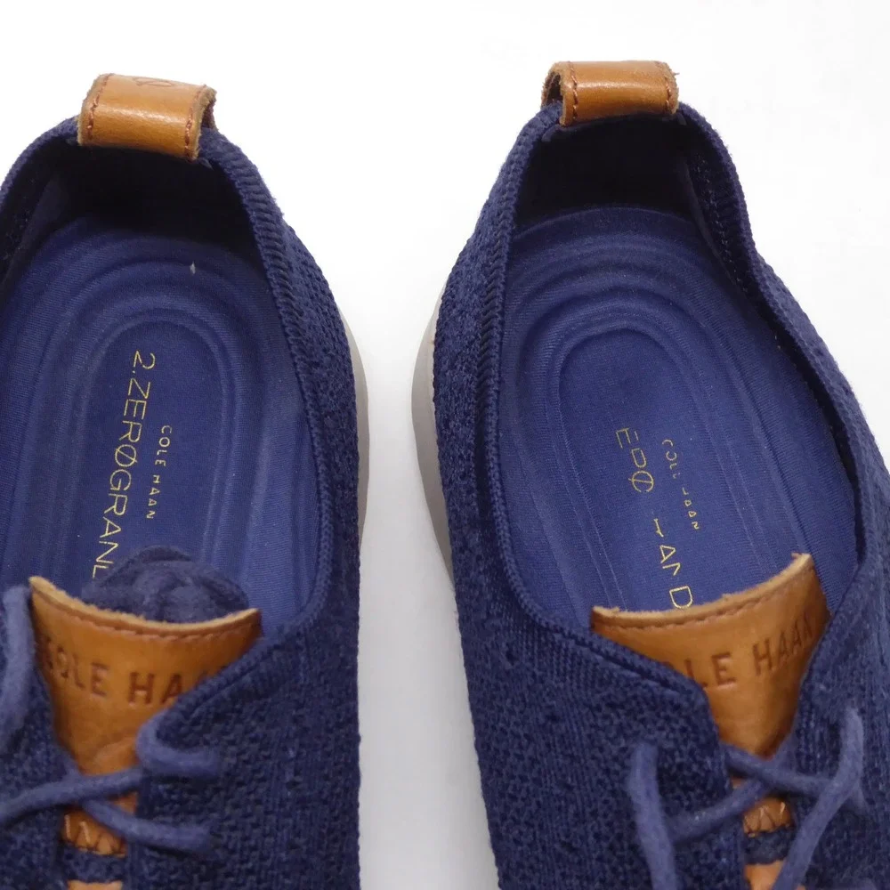Cole Haan Mens 2.ZEROGRAND Stitchlite Oxford Shoes Navy Blue Knit C27569 Size 9